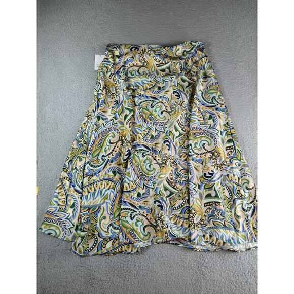 Intempo Skirt Womens XL Green Midi Paisley Floral Asymmetrical Hem Kohls NWT - Picture 6 of 8
